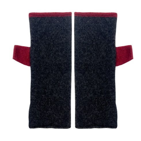 palin charcoal gloves with wine red trim and thumb